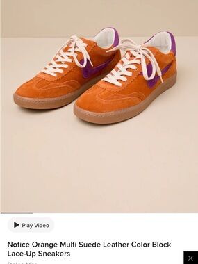 Dolce Vita Orange and Purple Suede Lace-Up Sneakers